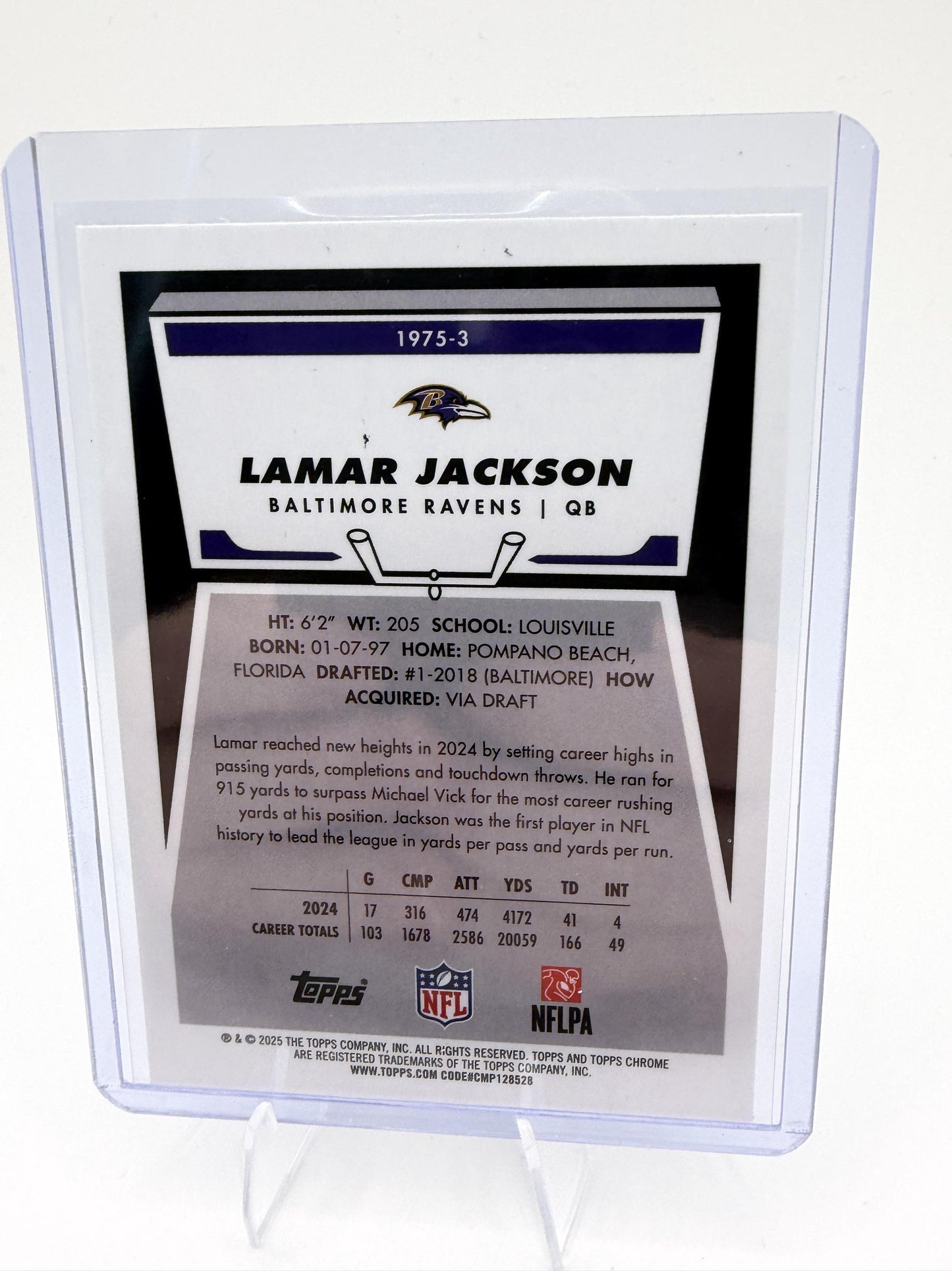 2025 Topps Chrome #1975-3 Lamar Jackson 1975 Topps