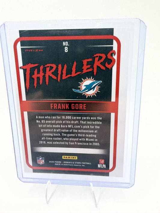 2025 Panini Rookies & Stars Frank Gore Thrillers Red Plaid Prizm #8 Dolphins