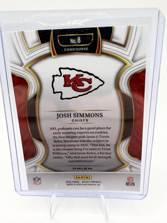 2025 Panini Select #8 Josh Simmons Black and Green Prizm Shock