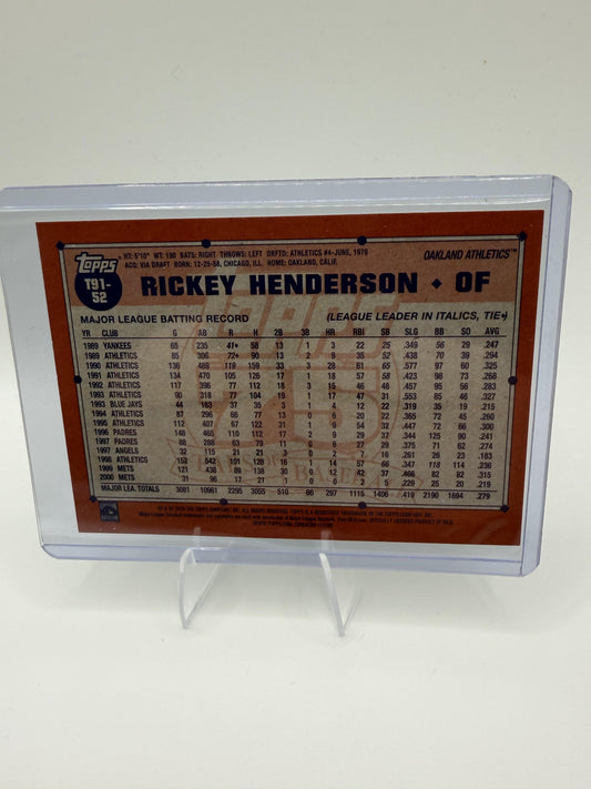 2026 Topps #T91-52 Rickey Henderson 1991 Topps Baseball 35th Anniversary