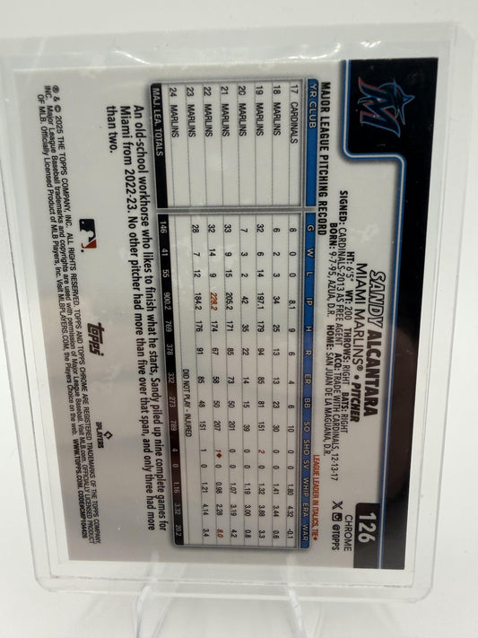 2025 Topps Chrome Sandy Alcantara Negative Refractor Parallel #126 Marlins