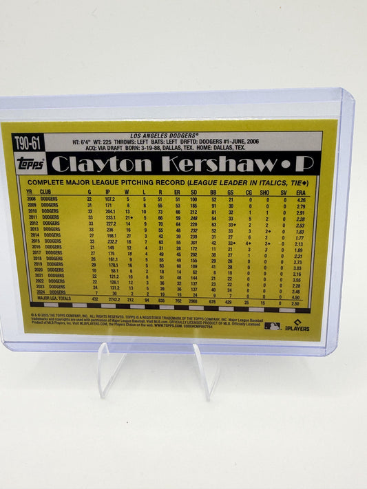 2025 Topps #T90-61 Clayton Kershaw 1990 Topps Baseball 35th Anniversary