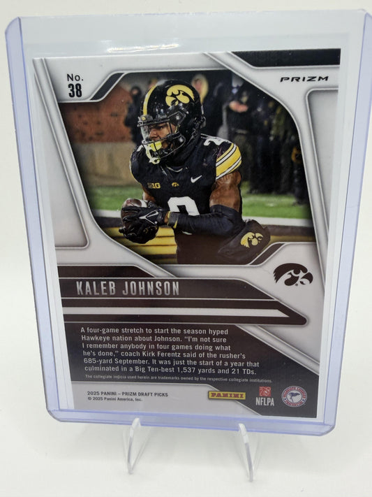 2025 Panini Prizm Draft Picks Kaleb Johnson RC #38 Purple Prizm Iowa Hawkeyes