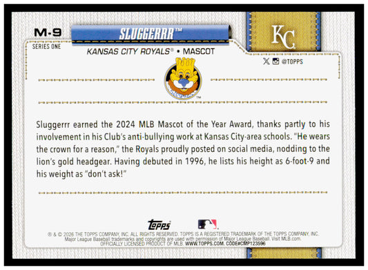 2026 Topps Sluggerrr Card Mascots Kansas City Royals #M-9