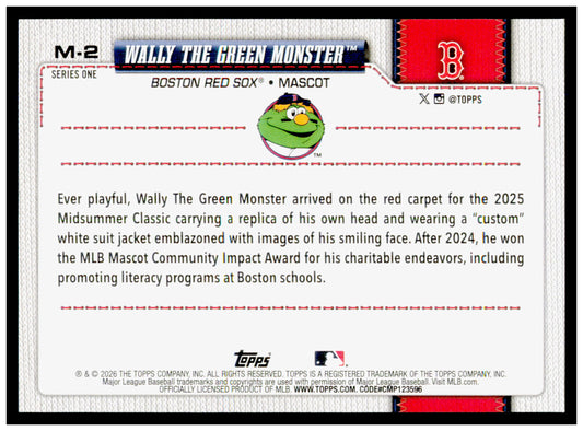 2026 Topps Wally the Green Monster Card Mascots Boston Red Sox #M-2