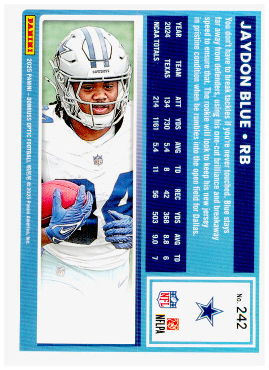 2025 Donruss Jaydon Blue Card Optic Rated Rookies RC Cowboys #308