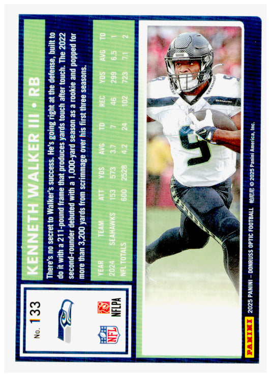 2025 Donruss Optic Kenneth Walker III Card Seattle Seahawks #133