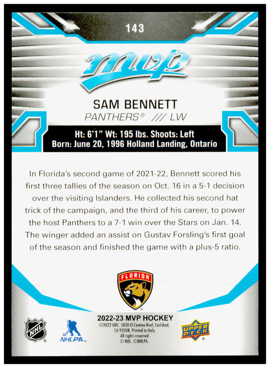 2022-23 Upper Deck MVP Sam Bennett Card Florida Panthers #143