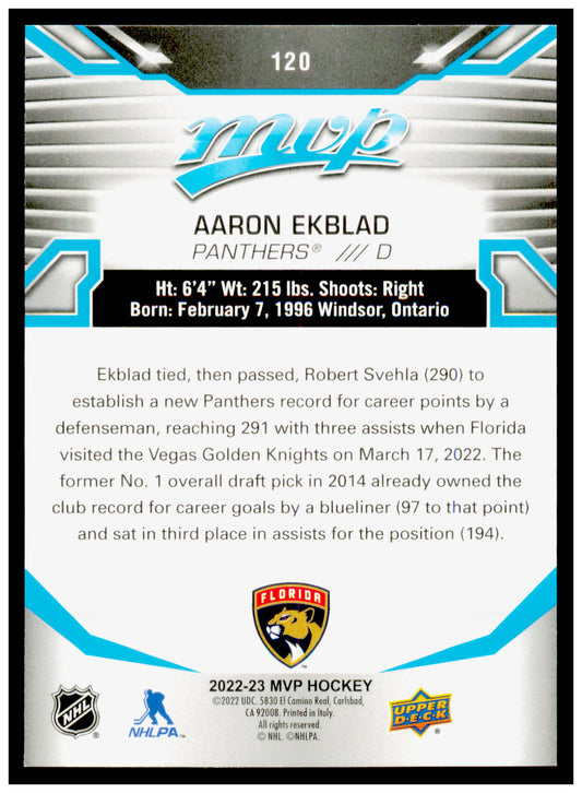 2022-23 Upper Deck MVP Aaron Ekblad Card Florida Panthers #120