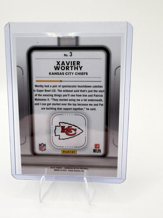 2025 Donruss Optic Xavier Worthy Card Play Action Kansas City Chiefs #3