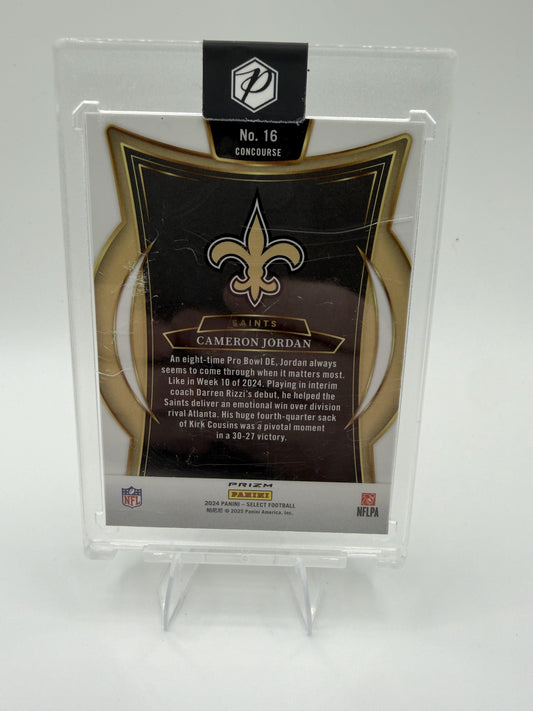 2024 Panini Select Cameron Jordan Card Zebra Prizm Shock New Orleans Saints #16