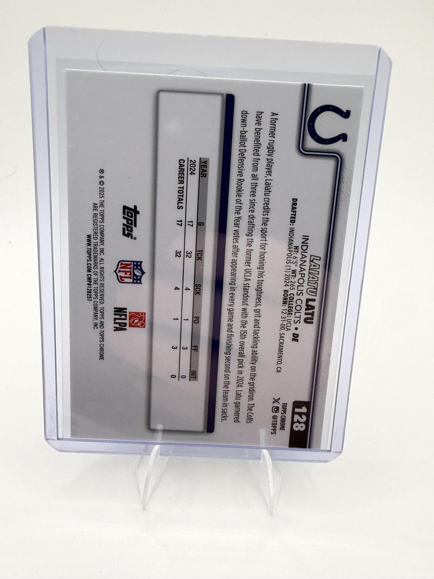 2025 Topps Chrome - Football Leather Refractor Laiatu Latu Card Colts