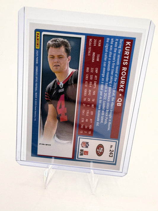 2025 Donruss Optic Kurtis Rourke Card Blue RC San Francisco 49ers #243
