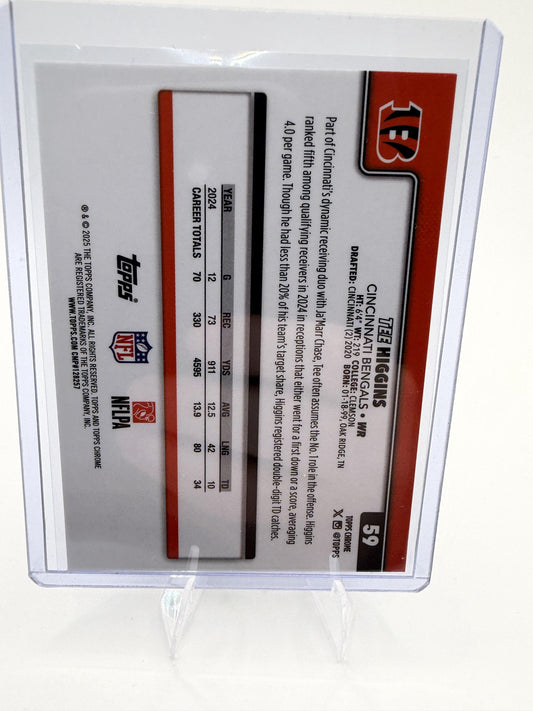 2025 Topps Chrome - Ray Wave Refractor Tee Higgins Card Cincinnati Bengals #59