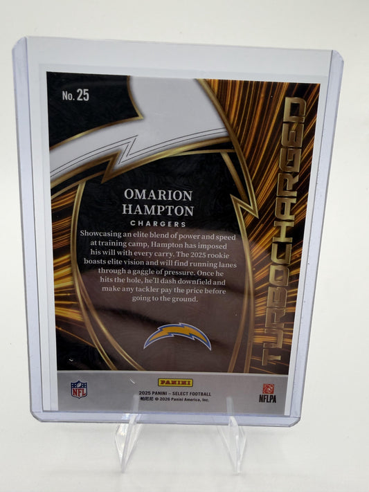 Omarion Hampton 2025 Panini Select Turbocharged #25 Chargers RC Rookie NM/M