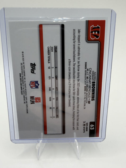 2025 TOPPS CHROME 63 JAKE BROWNING PINK REFRACTOR / 250 Bangels