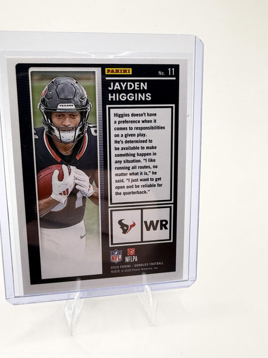 ayden Higgins 2025 Donruss The Rookies #11 Houston Texans RC Rookie NM/M