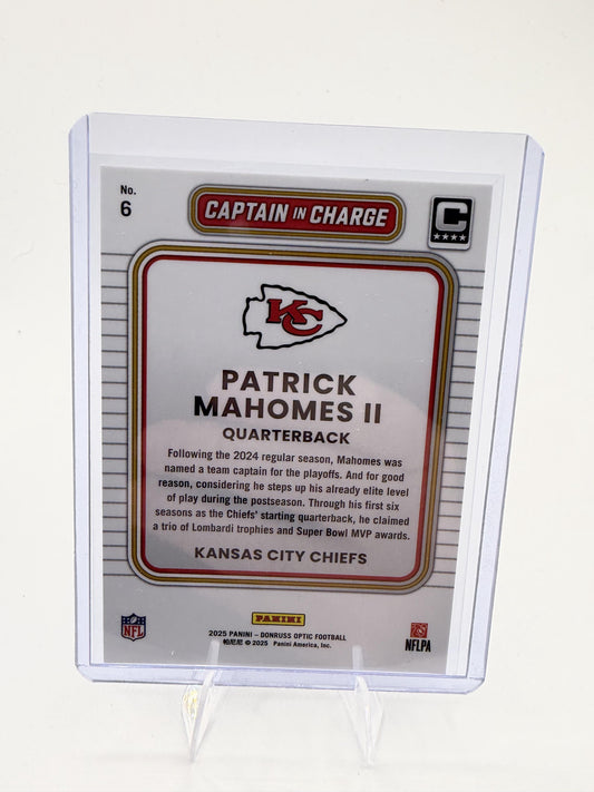 2025 Donruss Optic Patrick Mahomes II Card Captain in Charge Chiefs #6