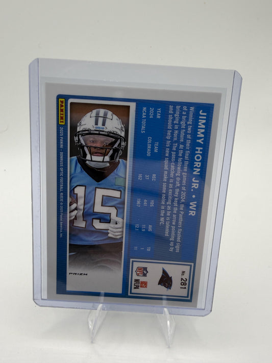 2025 Donruss Optic Jimmy Horn Jr. Card Green Hyper RC Carolina Panthers #281