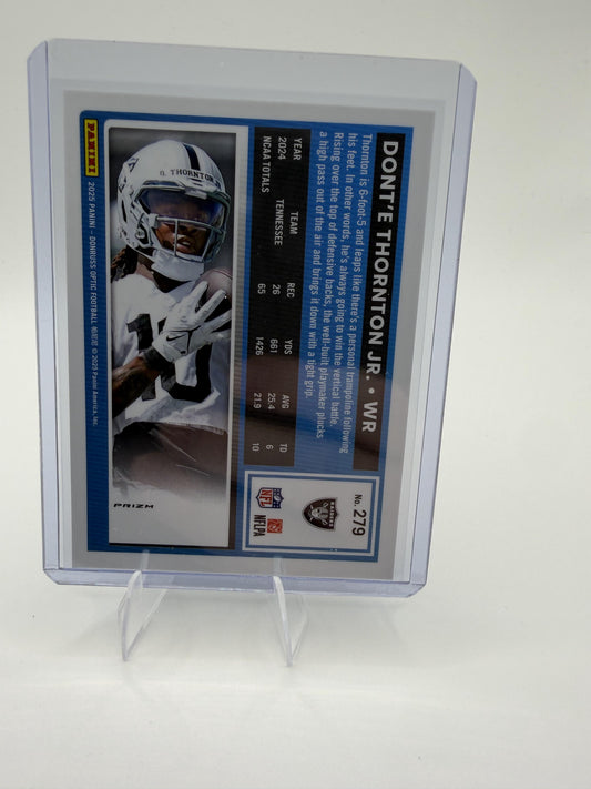 2025 Donruss Optic Dont'e Thornton Jr. Card Blue Hyper RC Las Vegas Raiders #279