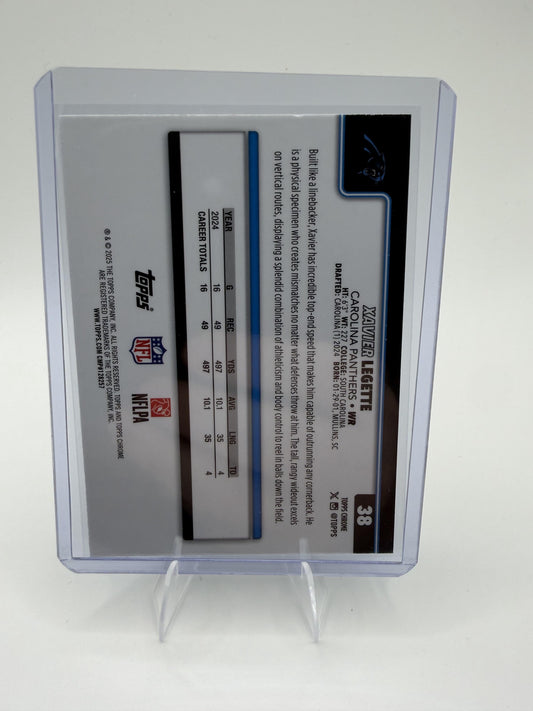2025 Topps Chrome - Red White and Blue Refractor Xavier Legette Card Carolina