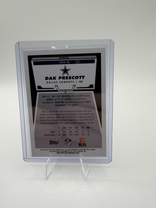 2025 Topps Chrome - 1975 Topps Refractor Dak Prescott Card Cowboys #1975-10
