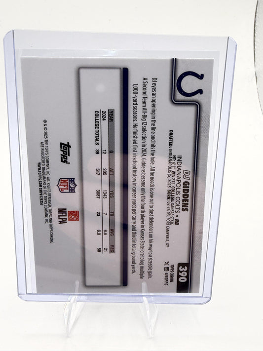 DJ Giddens 2025 Topps Chrome #390 Puslar Refractor Rookie RC Colts NM/M