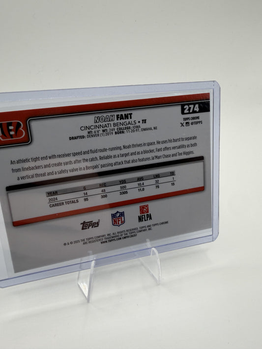 2025 Topps Chrome - Pulsar Refractor Noah Fant Card Cincinnati Bengals #274