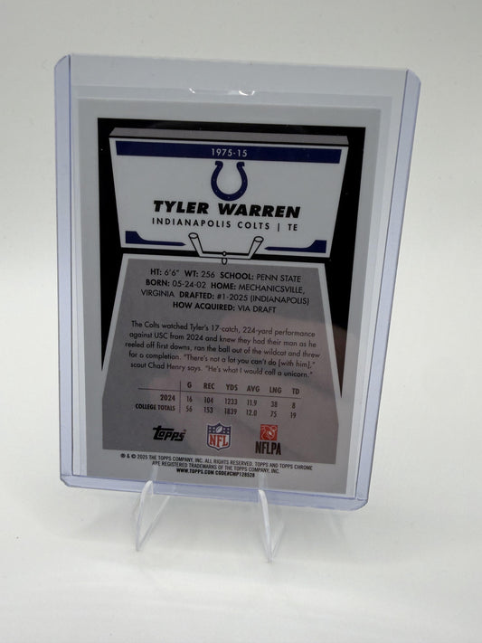 2025 Topps Chrome Tyler Warren Card 1975 Topps Indianapolis Colts #1975-15