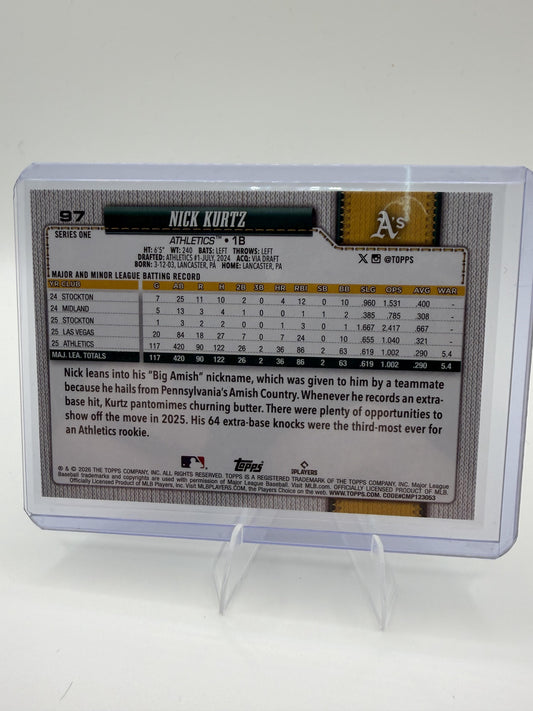 2026 Topps Nick Kurtz Card Athletics #97