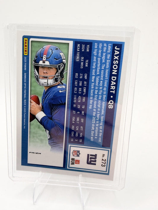 2025 Donruss Optic Jaxson Dart Card Red Hyper RC New York Giants #273