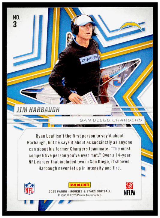 2025 Panini Rookies & Stars Jim Harbaugh Card San Diego Chargers #3