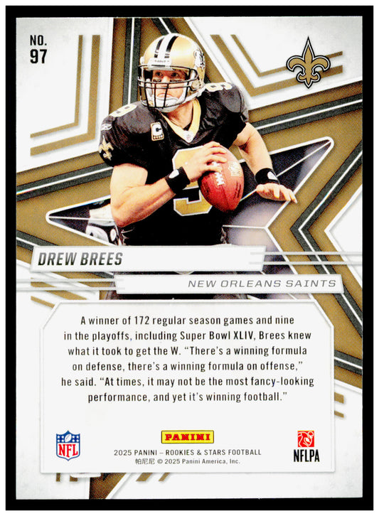 2025 Panini Rookies & Stars Drew Brees Card New Orleans Saints #97