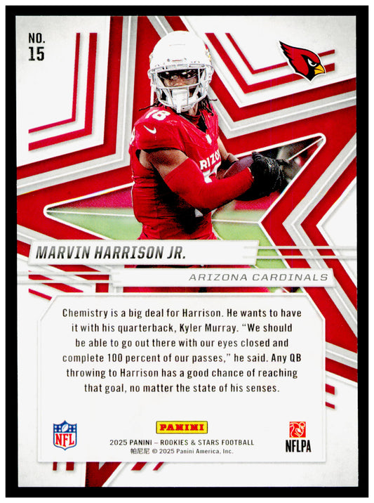 2025 Panini Rookies & Stars - Red Marvin Harrison Jr. Card Arizona Cardinals #15
