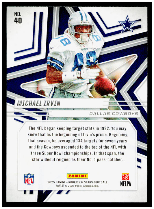 2025 Panini Rookies & Stars - Red Michael Irvin Card Dallas Cowboys #40