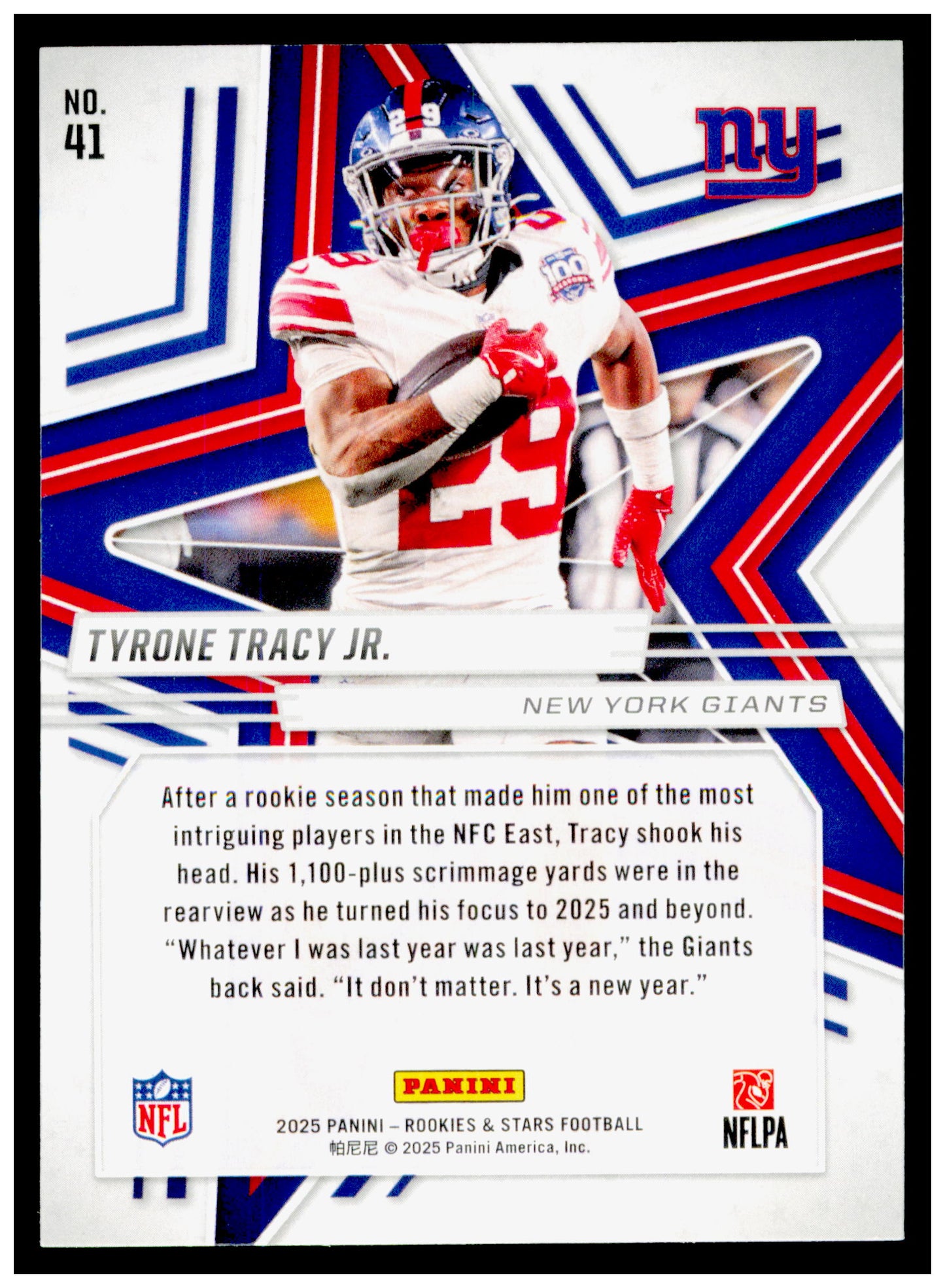 2025 Panini Rookies & Stars Tyrone Tracy Jr. Card New York Giants #41