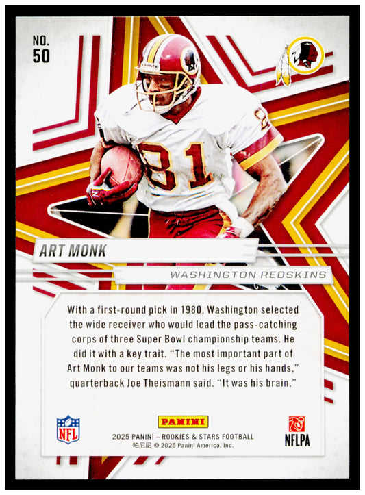 2025 Panini Rookies & Stars Art Monk Card Washington Redskins #50