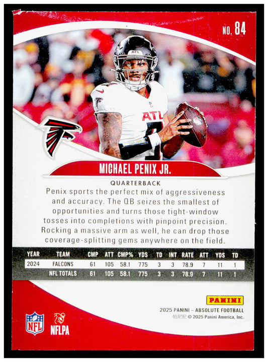 2025 Panini Absolute Michael Penix Jr. Card Retail Atlanta Falcons #84