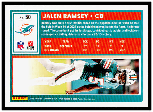 2025 Donruss Jalen Ramsey Card Miami Dolphins #50