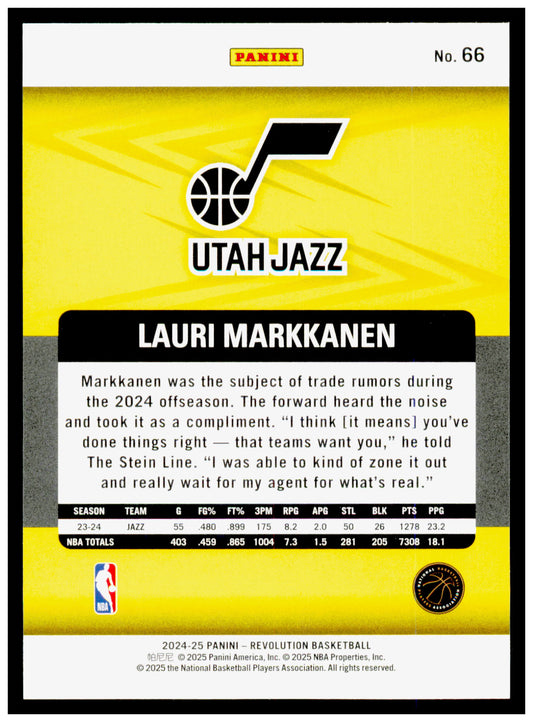 2024-25 Panini Revolution Lauri Markkanen Card Utah Jazz #66