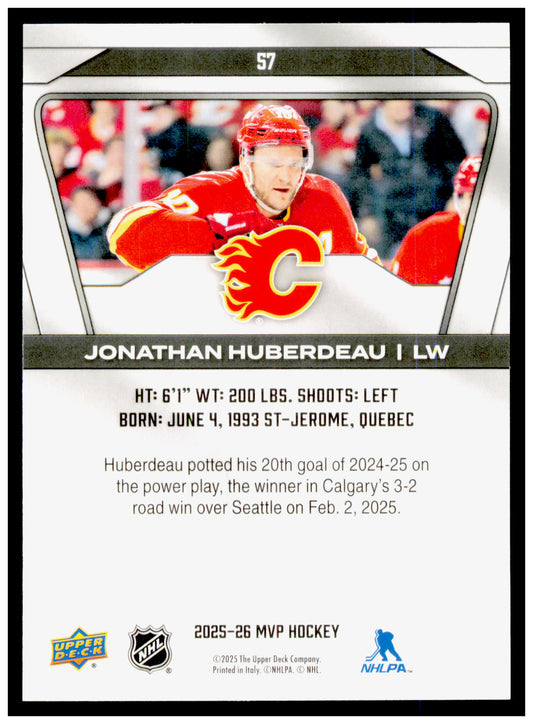 2025-26 Upper Deck MVP Jonathan Huberdeau Card Calgary Flames #57