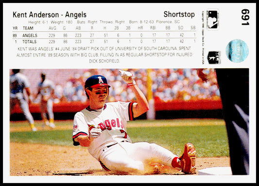 1990 Upper Deck Kent Anderson Card RC California Angels #691