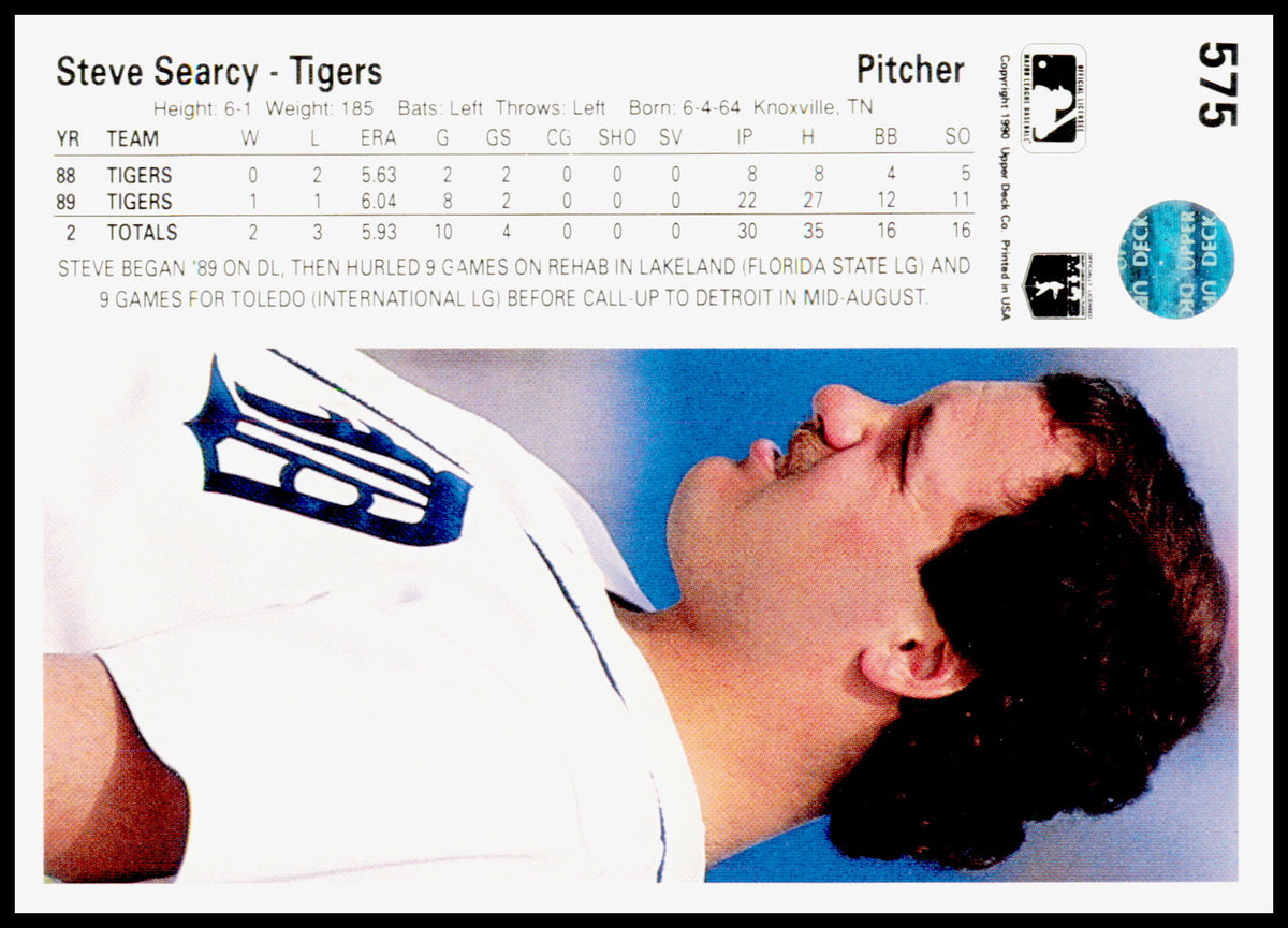 1990 Upper Deck Steve Searcy Card Detroit Tigers #575
