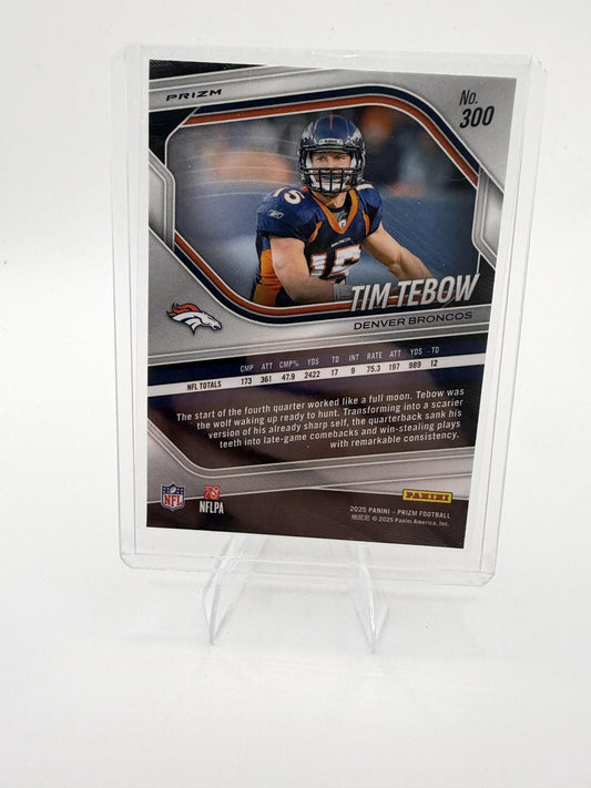 2025 Panini Prizm Tim Tebow Card White Disco Denver Broncos #300