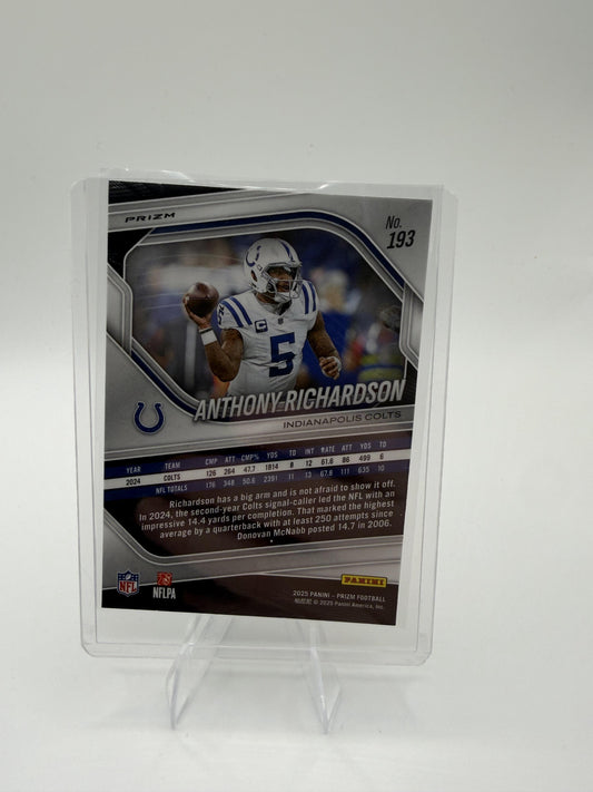 2025 Panini Prizm Anthony Richardson Card White Disco Indianapolis Colts #193