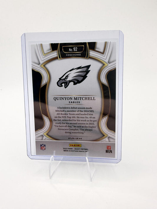 2025 Panini Select Quinyon Mitchell Card Red and Blue Prizm Shock Eagles #92