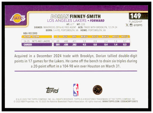 2025-26 Topps Dorian Finney-Smith Card Los Angeles Lakers #149