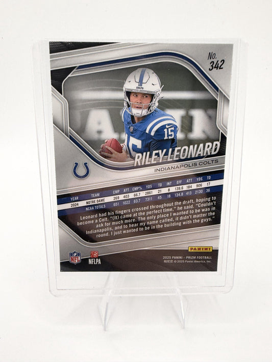 2025 Panini Prizm Riley Leonard Card RC Indianapolis Colts #342