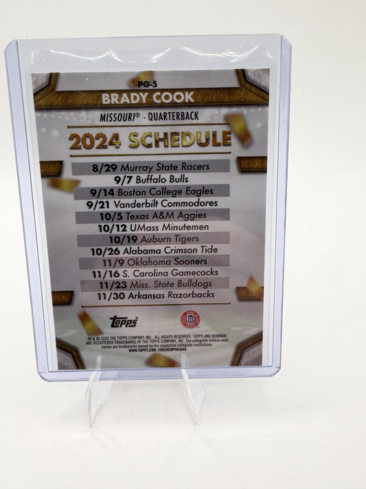 2024 Bowman University Chrome Brady Cook Card Path To Glory Tigers #PG-5