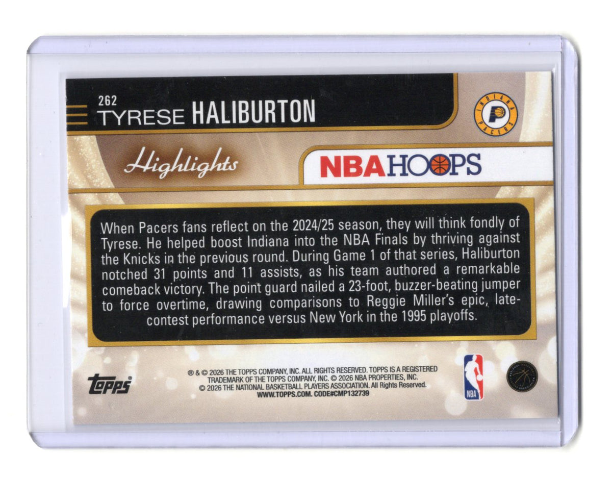 2025-26 Topps NBA Hoops Tyrese Haliburton Highlights Insert #262 Pacers